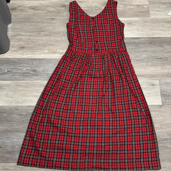 Vintage Women's Red and Black Dress - Picture 2 of 7